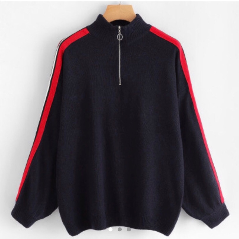 Navy and red pull over